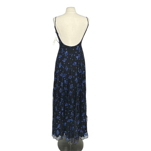 Vintage 90s Y2K Prom Fairy Goth Dress S Black Purple Glitter Floral Mesh Gown - Picture 2 of 13